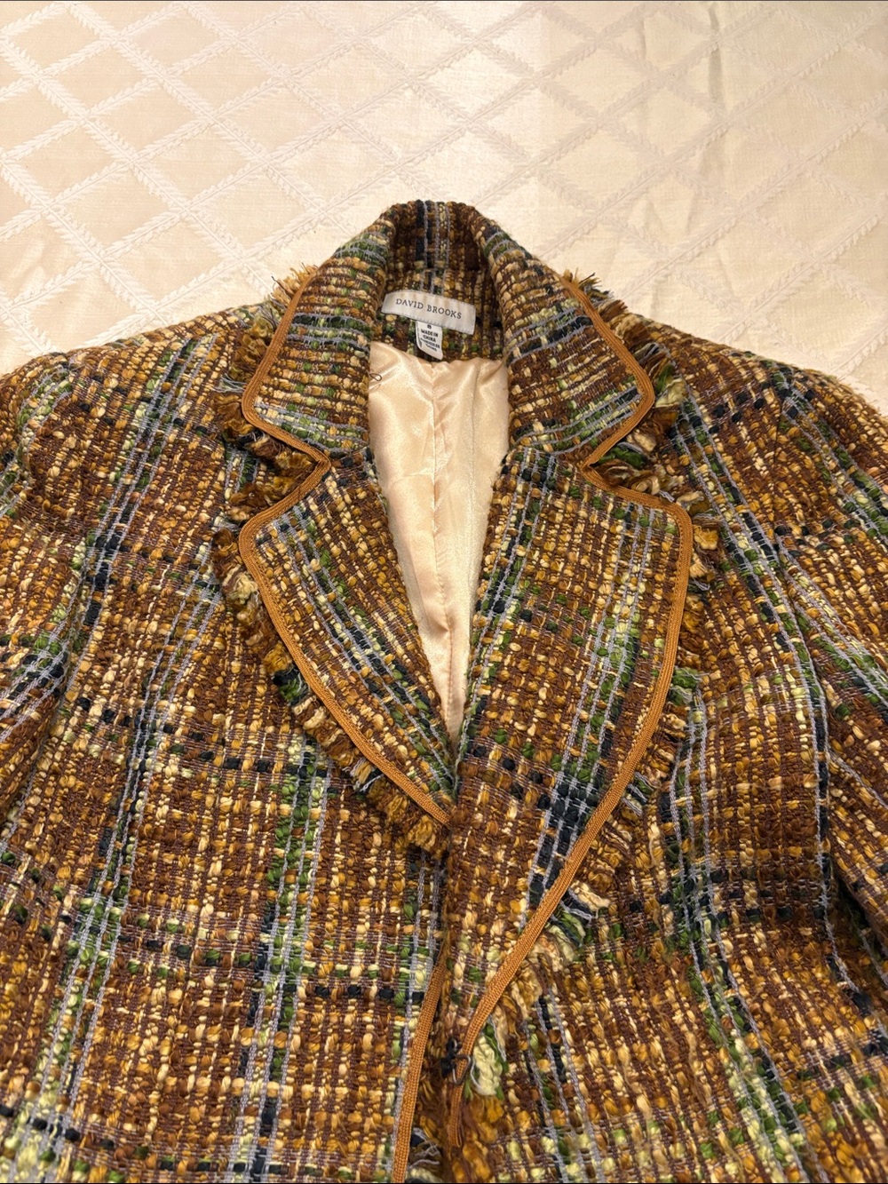 david brooks Multicolor Tweed Blazer in Brown and Green